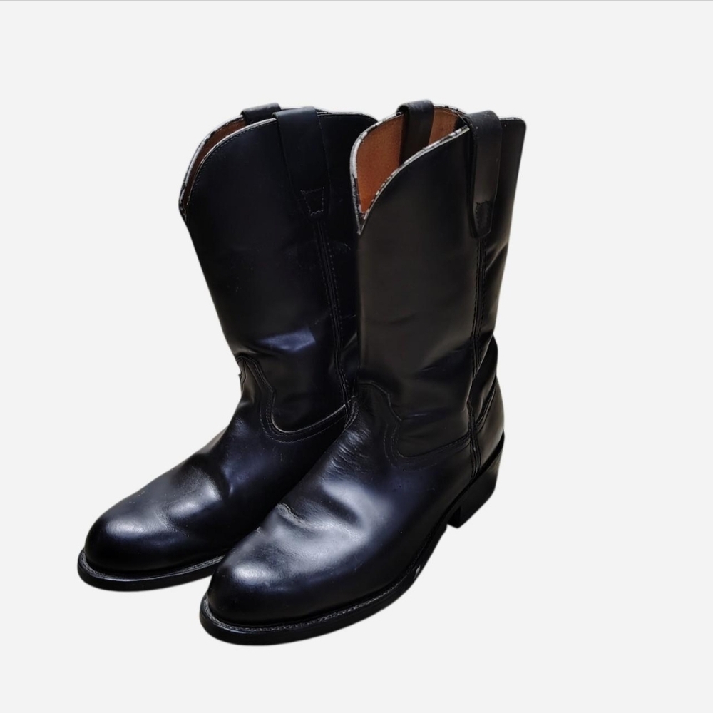 Classic Black Roadwolf Leather Cowboy Boots